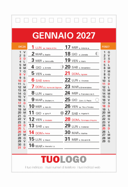 Calendario da scrivania 10x15 - Modello 10 - fronte