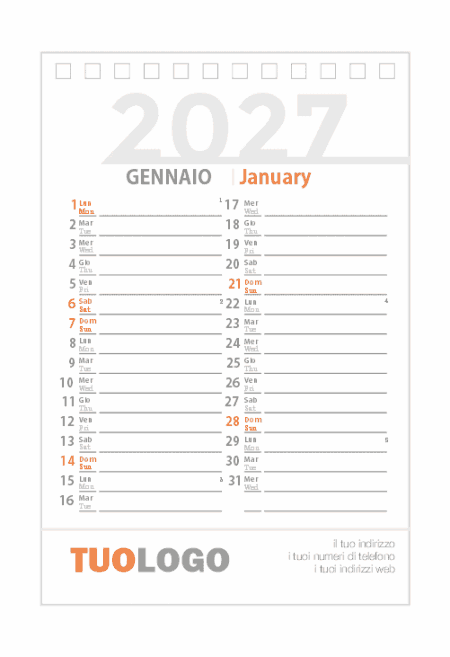 Calendario da scrivania 10x15 - Modello 9 - fronte