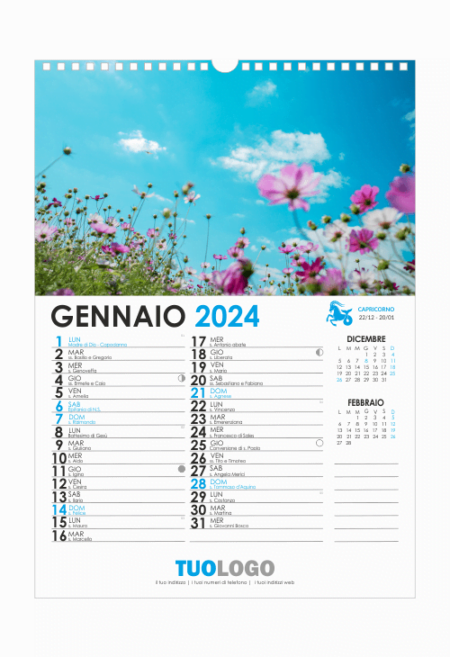 Calendari da muro 13 fogli con spirale - modello 11