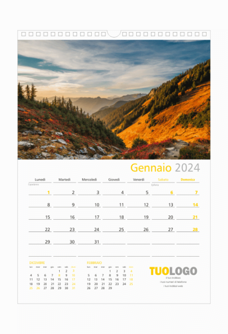 Calendari da muro 13 fogli con spirale - modello 4