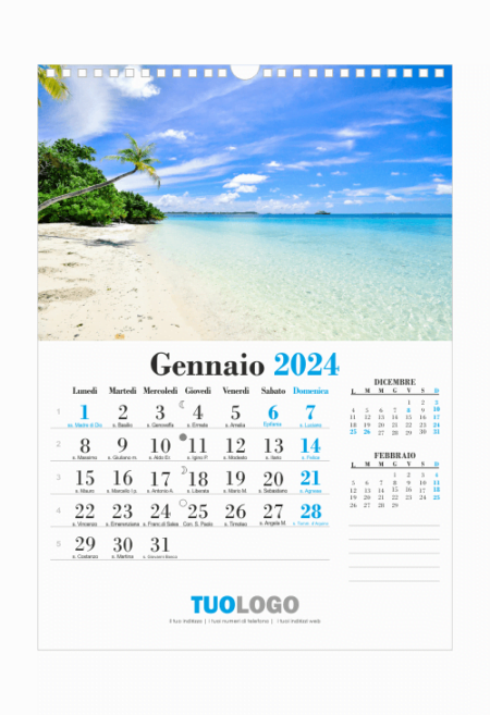 Calendari da muro 13 fogli con spirale - modello 5