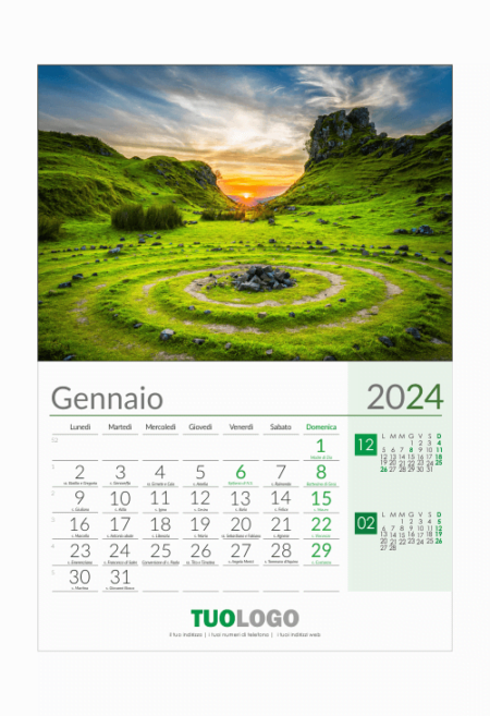 Calendari da muro 13 fogli con spirale - modello 6