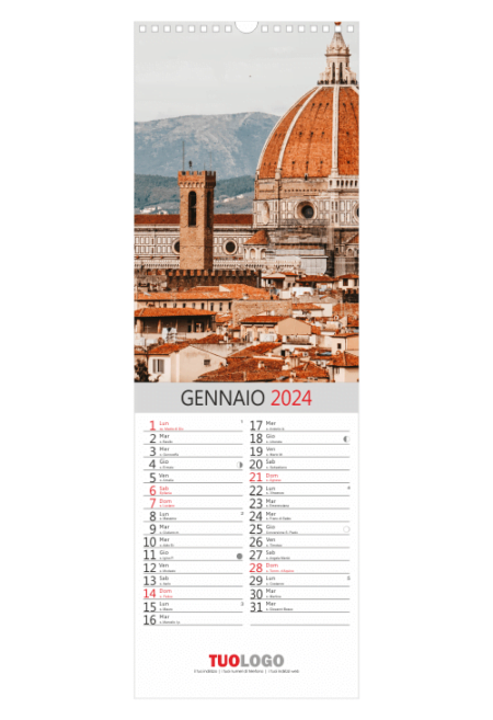 Calendario da muro 15x44 con spirale - modello 5